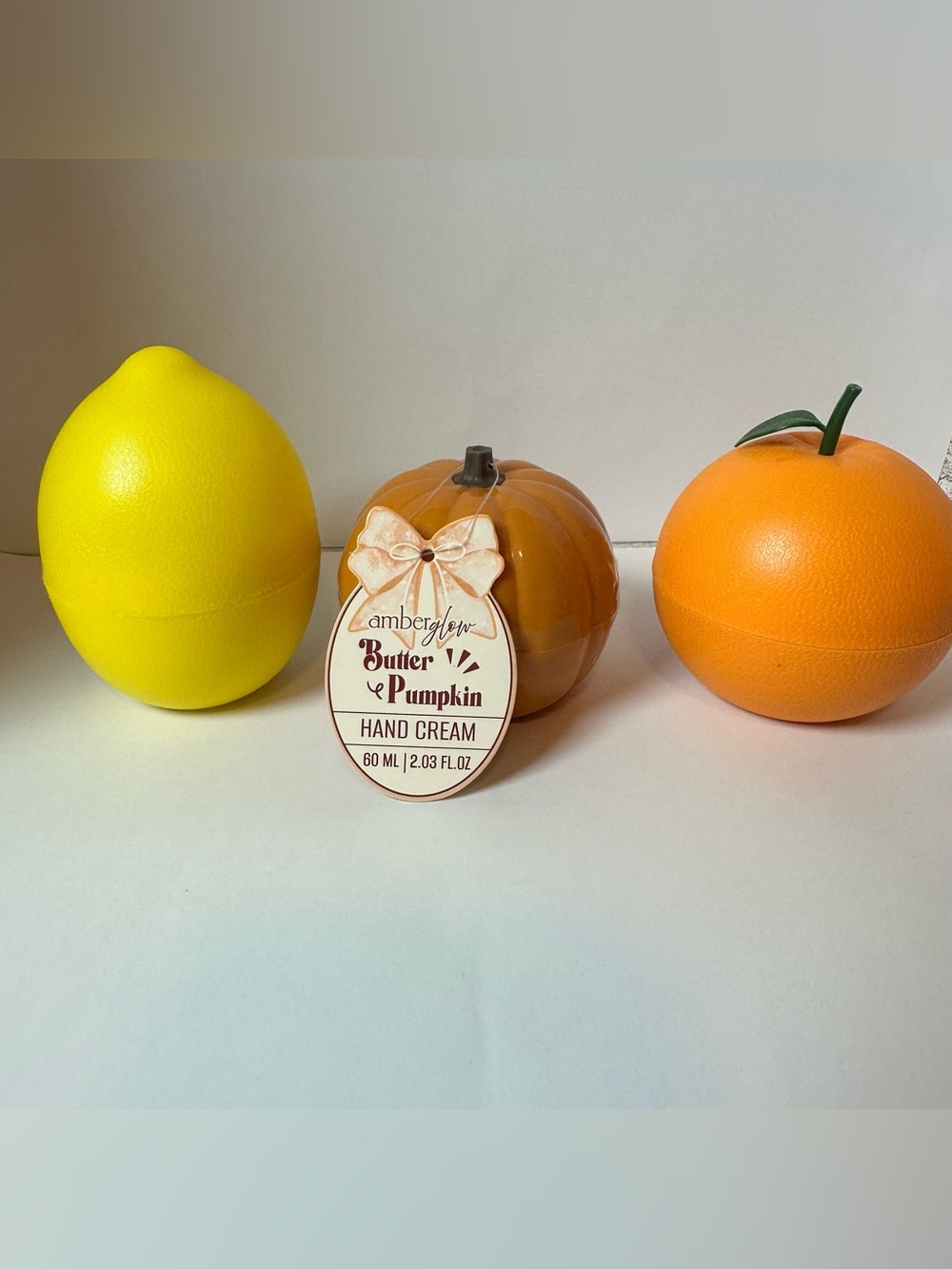 Amber Glow Sweet Lemon SunKissed Cirrus & Butter Pumpkin Fruit Shape Hand Cream